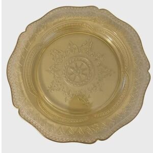 Federal Glass  Spoke Yellow Depression Glass Dinner Plate 11" Vintage set of 3